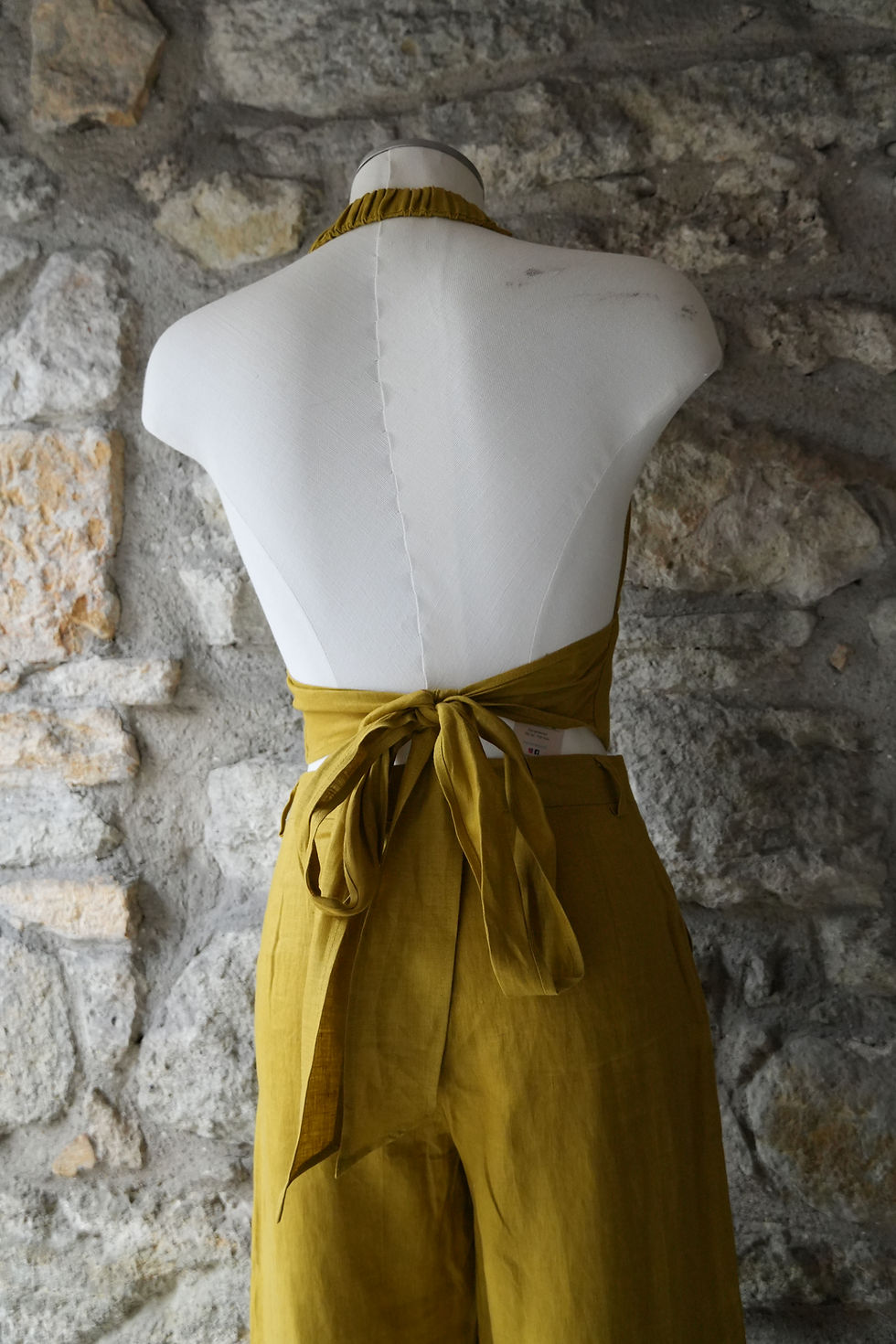 Miniaturbild: Leinen Top Neckholder - Antique Moos - Grösse S-M