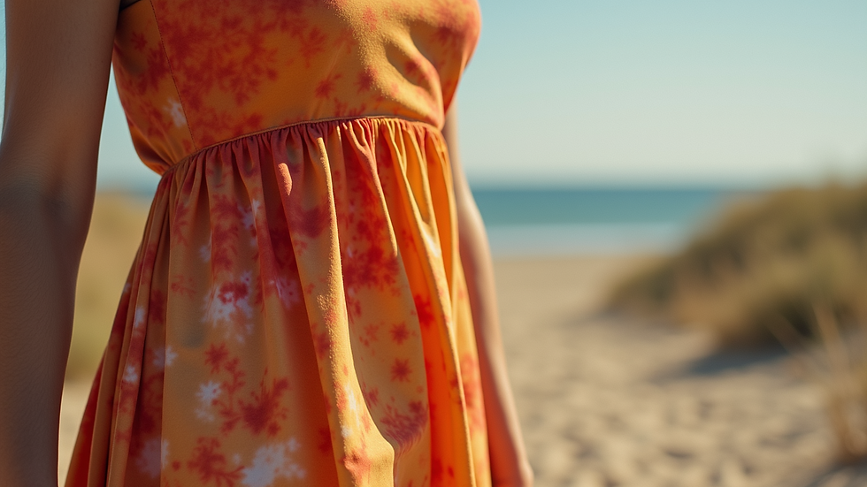 Close-up of hand-dyed fabric on a dress