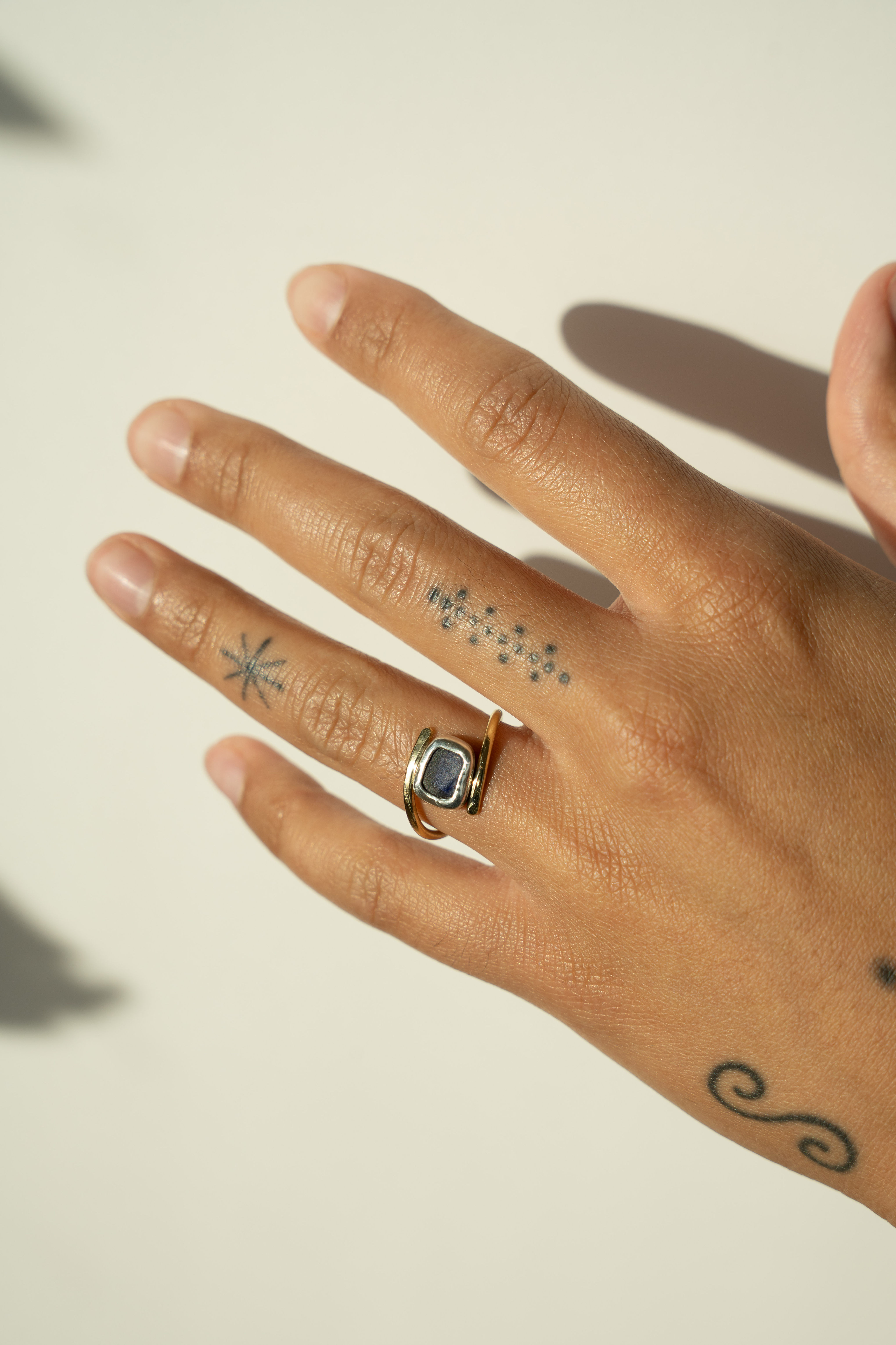 dark blue sea glass ring US 7