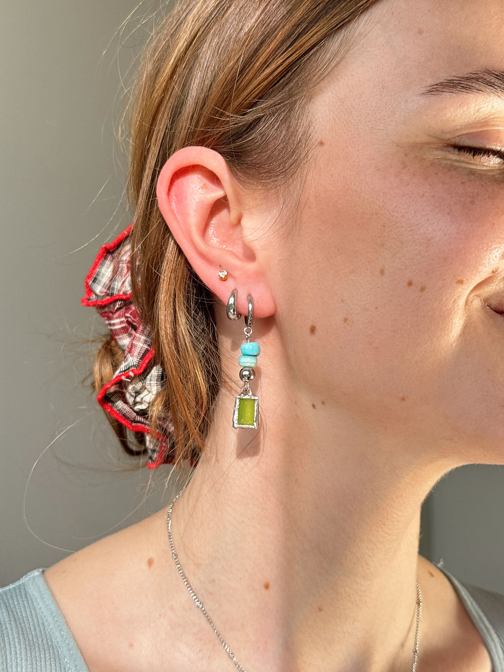 Thumbnail: the green stained glass earrings