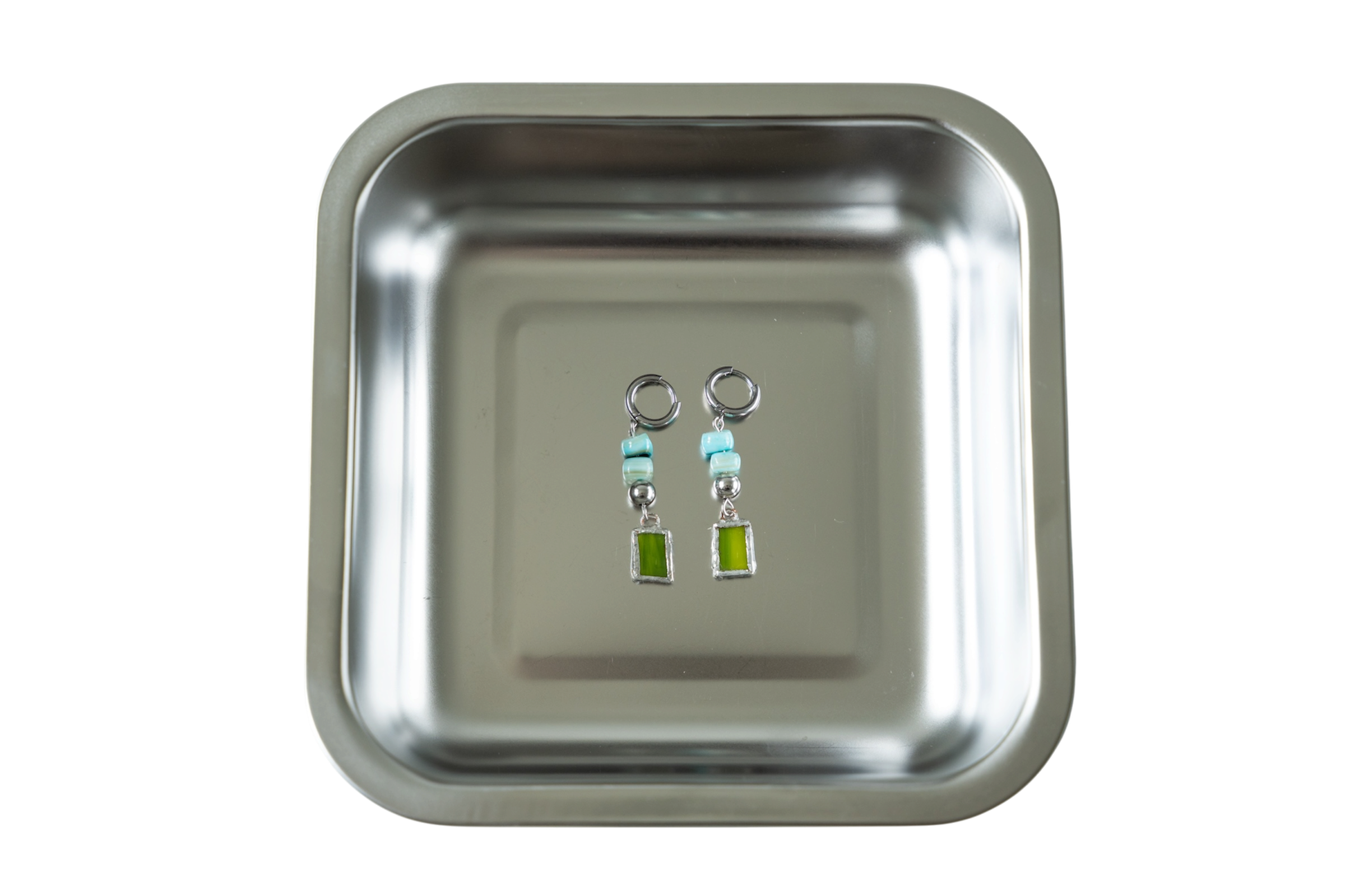 the green stained glass earrings
