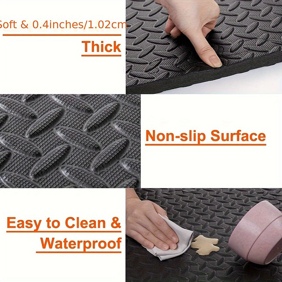 Thumbnail: 20 Pieces of Black EVA Interlocking Fitness Mat - Soft, Non-slip and Waterproof,