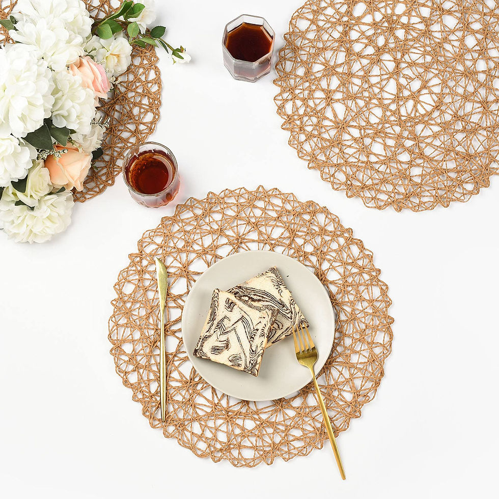 Thumbnail: Round Placemats Set of 6 for Dining Table,15 Inch Paper Woven Boho Decorative