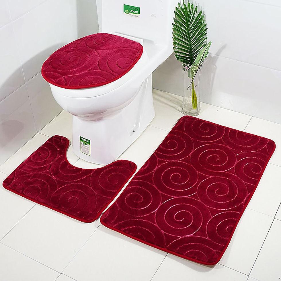 Thumbnail: Bathroom Bath Mat Set Soft Non Slip Toilet Mats Toilet Seat Mat