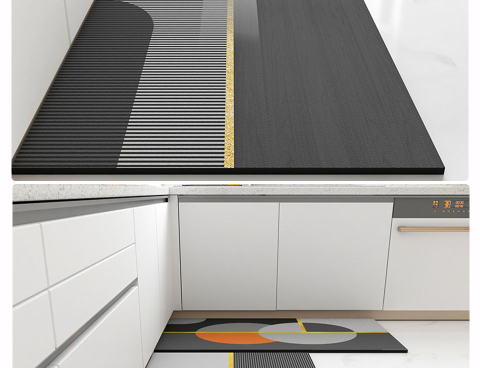Thumbnail: Kitchen Mat Pvc Leather Foot Mats Waterproof Floor Carpet Home Decoration Luxury
