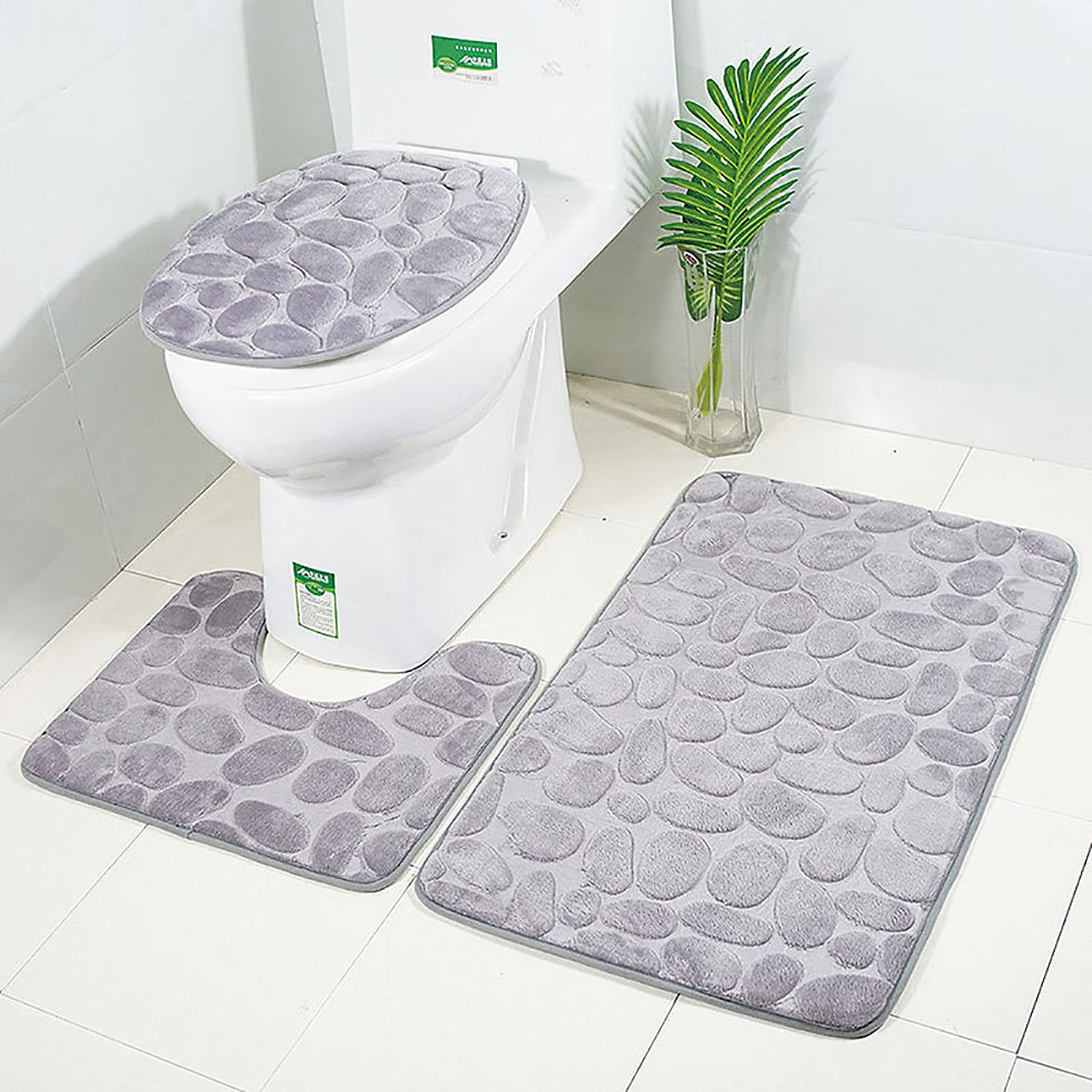 Thumbnail: Bathroom Bath Mat Set Soft Non Slip Toilet Mats Toilet Seat Mat
