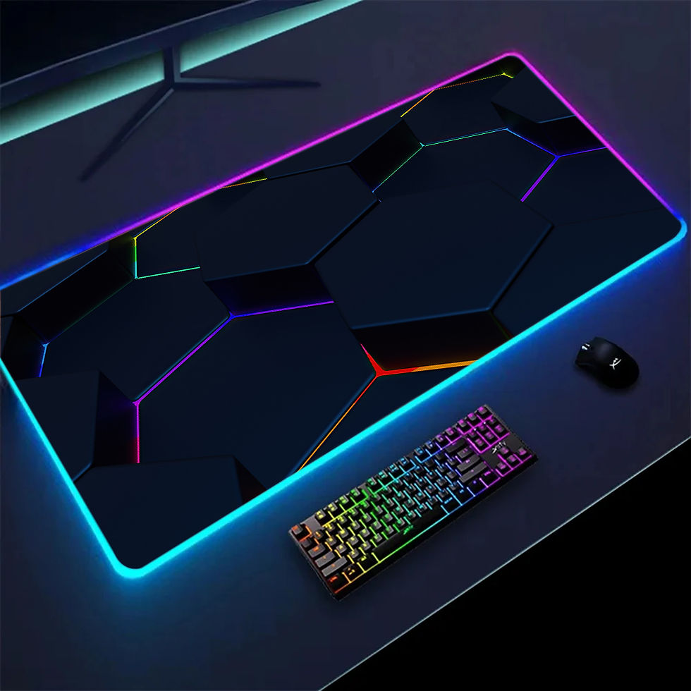 Thumbnail: XXL RGB Gaming Mouse Pad New 3D Geometry Desk Mat HD Gamer Accessories Large LED