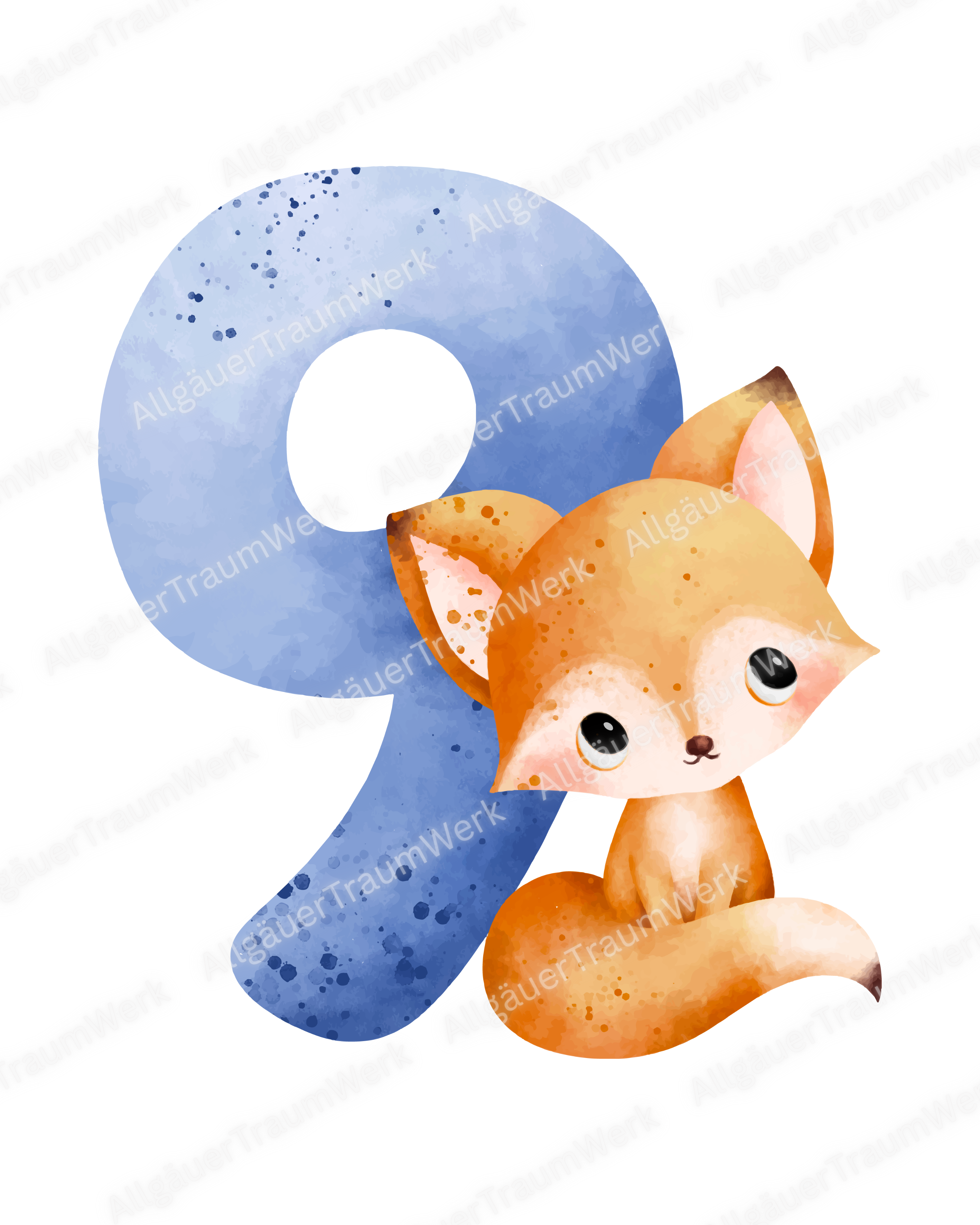 Bügelbild - Fuchs mit 9