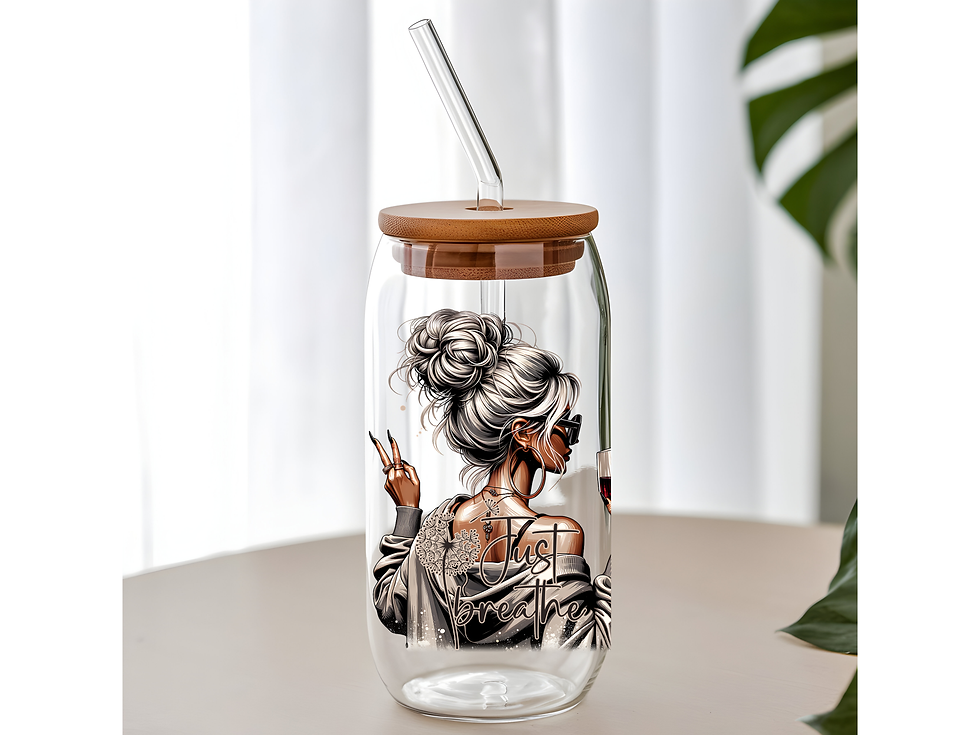 Trinkglas - "Just Breathe"