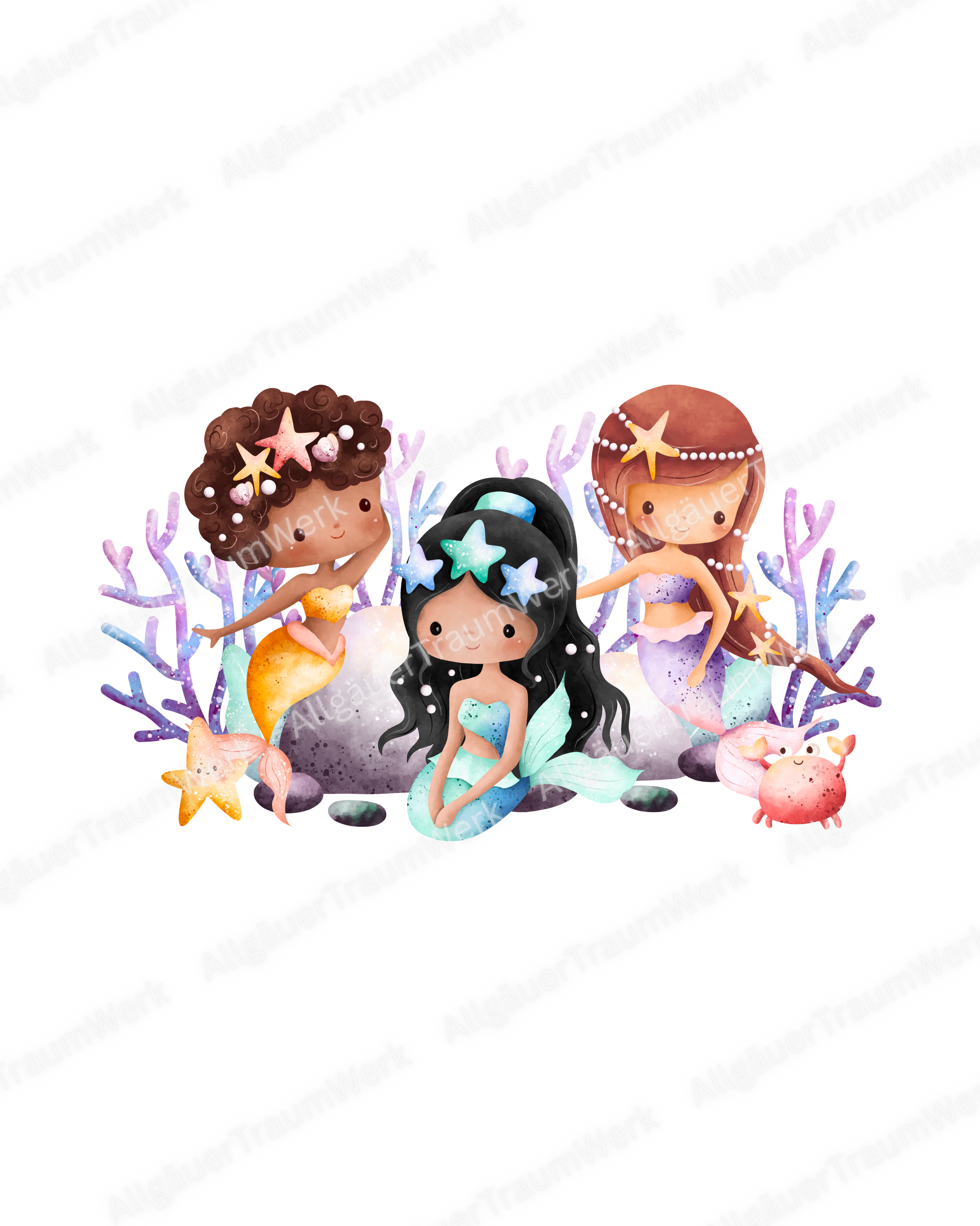 Bügelbild - Meerjungfrauen braun/schwarz