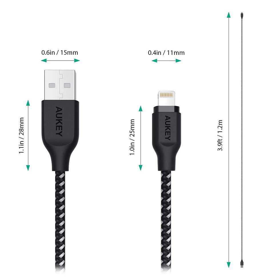 Miniatura: AUKEY CB-AL1 Black Nylon ultraszybki kabel Quick Charge USB - Lightning MFi 1.2m