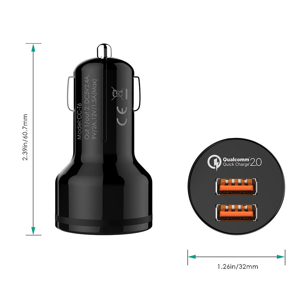 Miniatura: AUKEY CC-T6 Ładowarka samochodowa 36W 4.8A 2xUSB Quick Charge 2.0