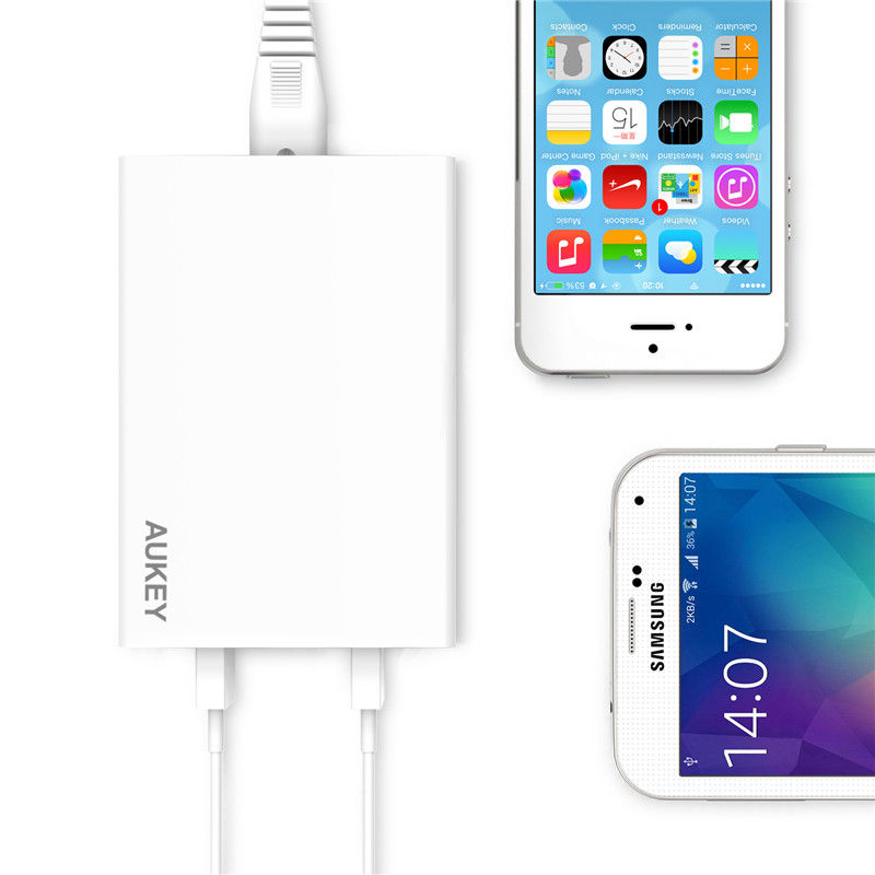 Miniatura: AUKEY PA-U14 White Ładowarka sieciowa 50W 10A 6xUSB AiPower