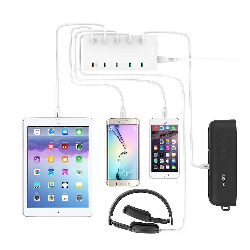 Miniatura: AUKEY PA-T8 White Ładowarka sieciowa 70W 20A 10xUSB A Quick Charge 3.0