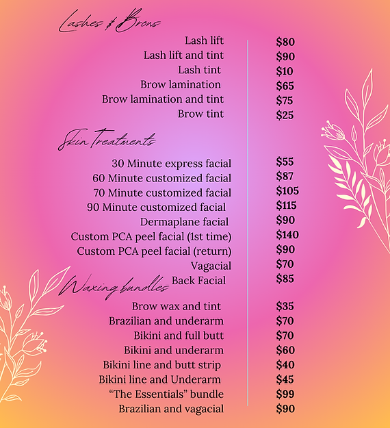 Lash lift Lash lift and tint Brow lamination Brow lamination and tint (Real Estate Flyer).