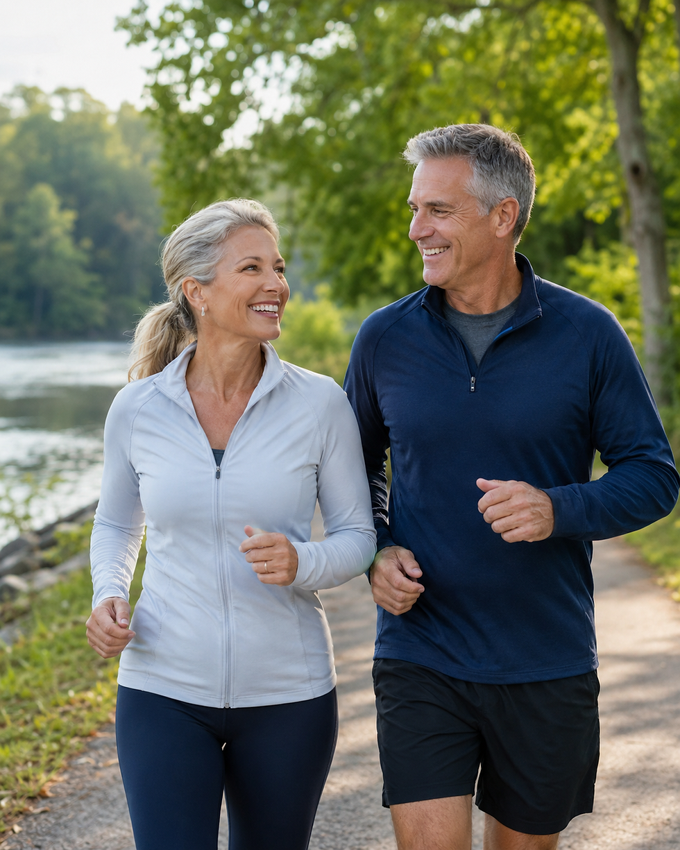 Active adults enjoying a healthy outdoor lifestyle near Rockford, Illinois