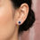 Thumbnail: Sapphire & Diamond Halo Earrings in 14K White Gold
