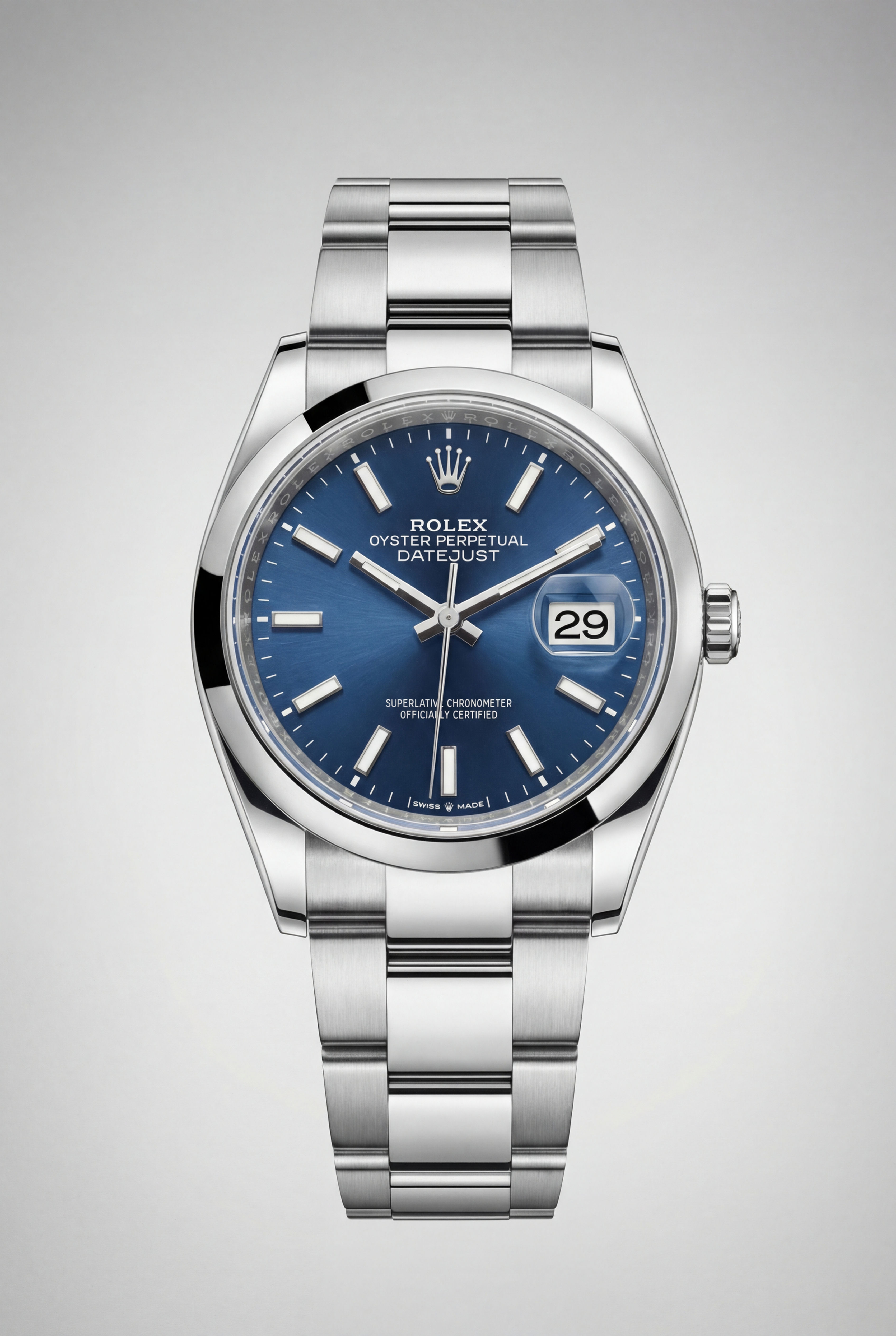 Stainless Steel Rolex Datejust 36mm with Oyster bracelet and wimbledon dial