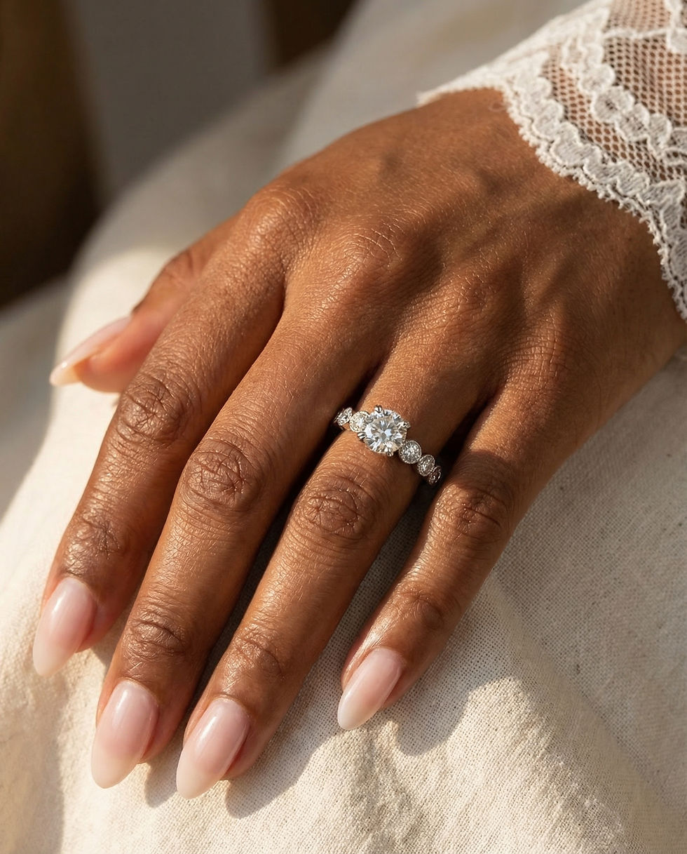 Thumbnail: 18K White Gold 0.70ct Round Diamond & 0.54ctw Diamond Ring