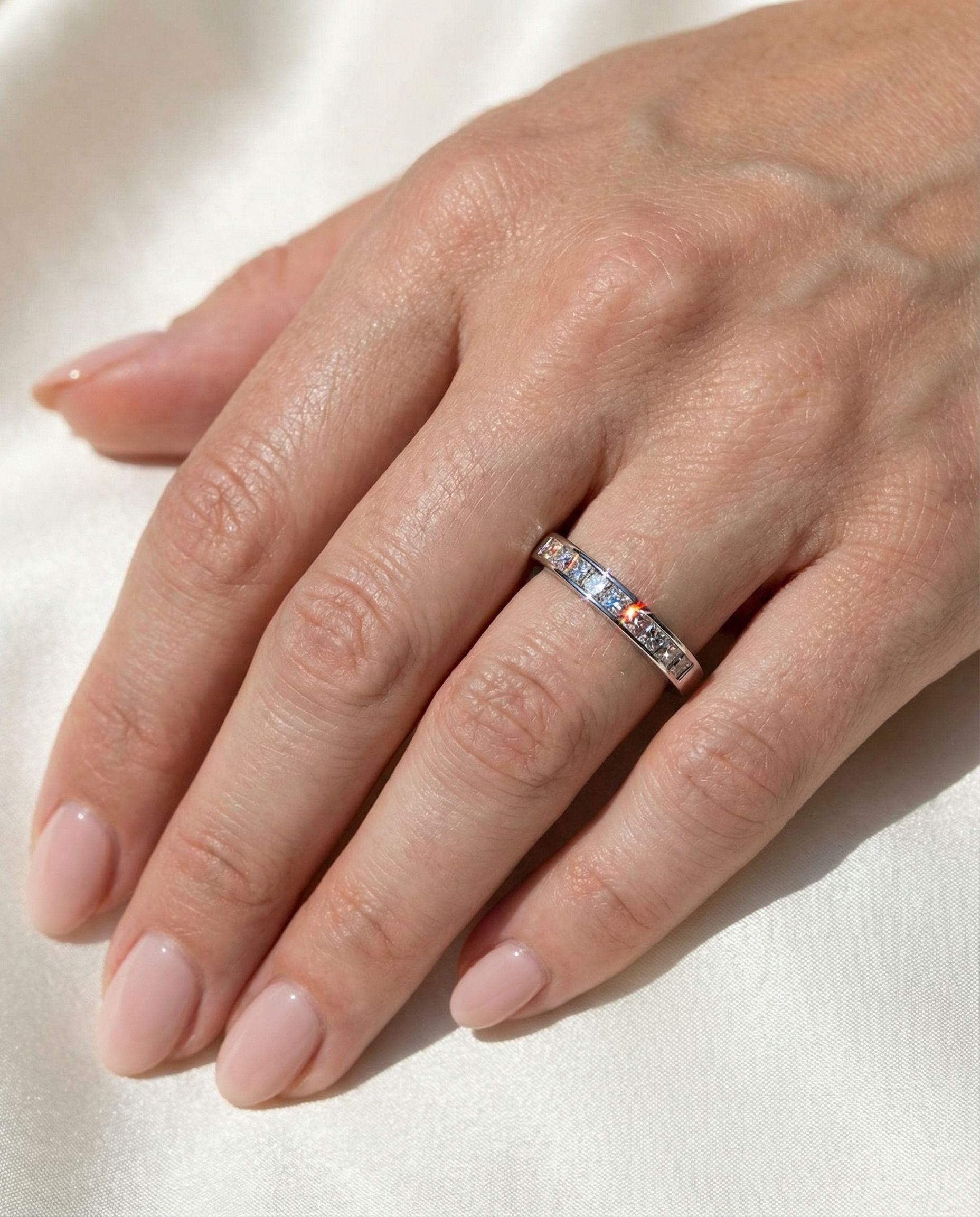 1 Carat Princess Diamond Channel Band in 14K White Gold