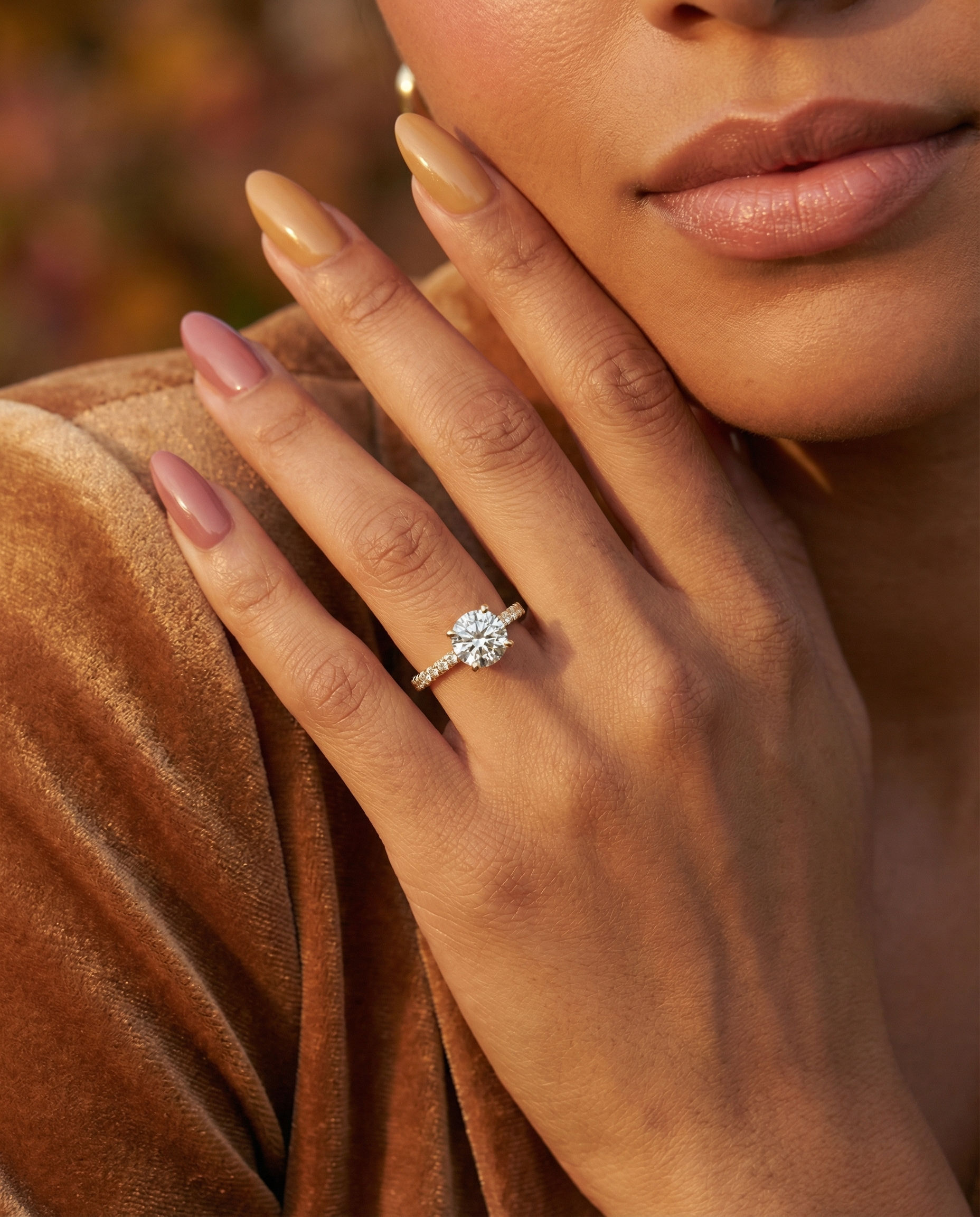 14K Yellow Gold Round Diamond Semi-Mount Ring