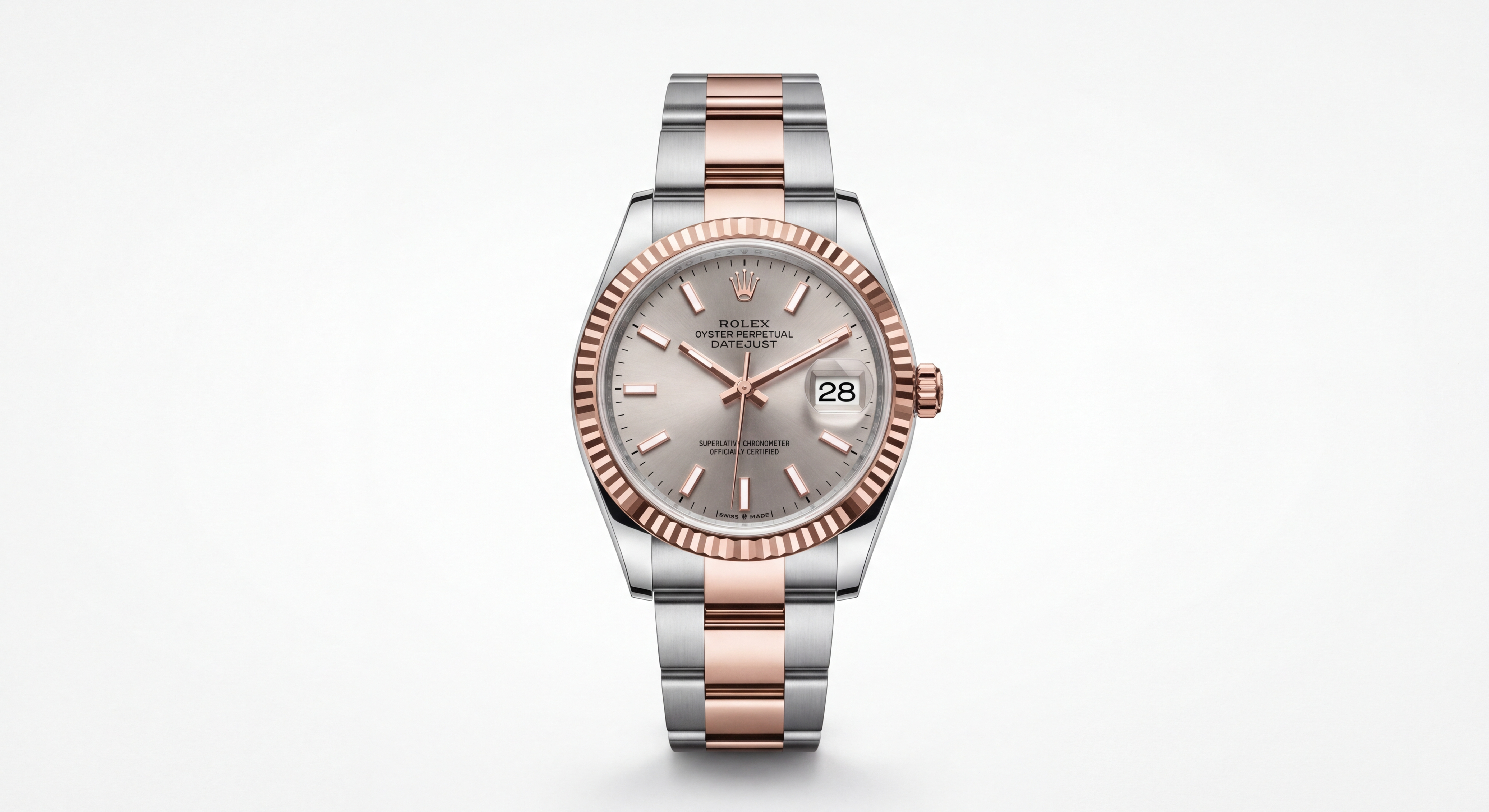 Two-Tone Rose Gold Rolex Datejust 31mm with Oyster bracelet and Rhodium dial