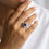 Thumbnail: Tanzanite Oval and Diamond Halo Ring in 14K White Gold