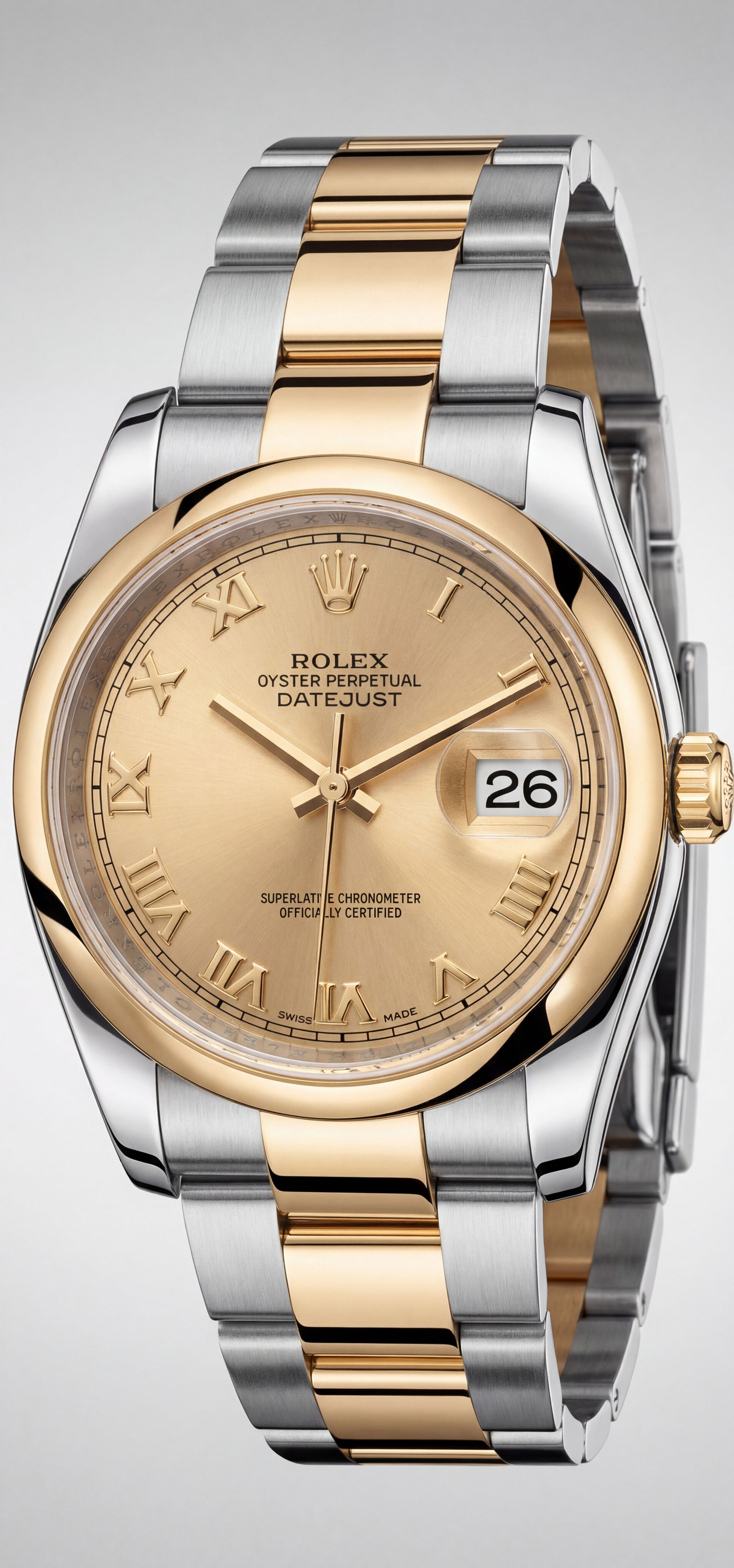 Rolex Datejust 36mm Two-Tone Champagne Roman Dial Oyster