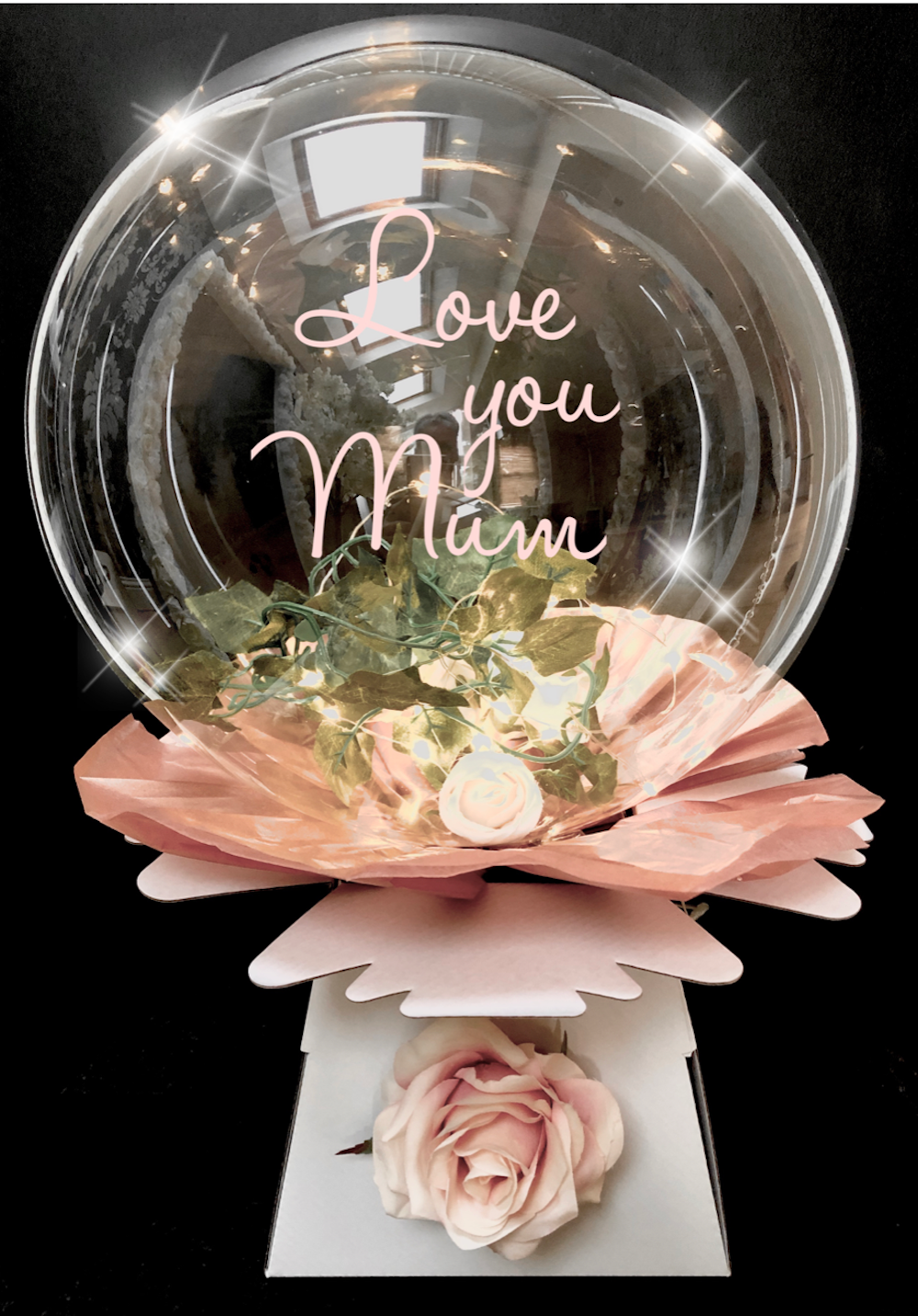 Personalised Clear Bubble Roses Balloon