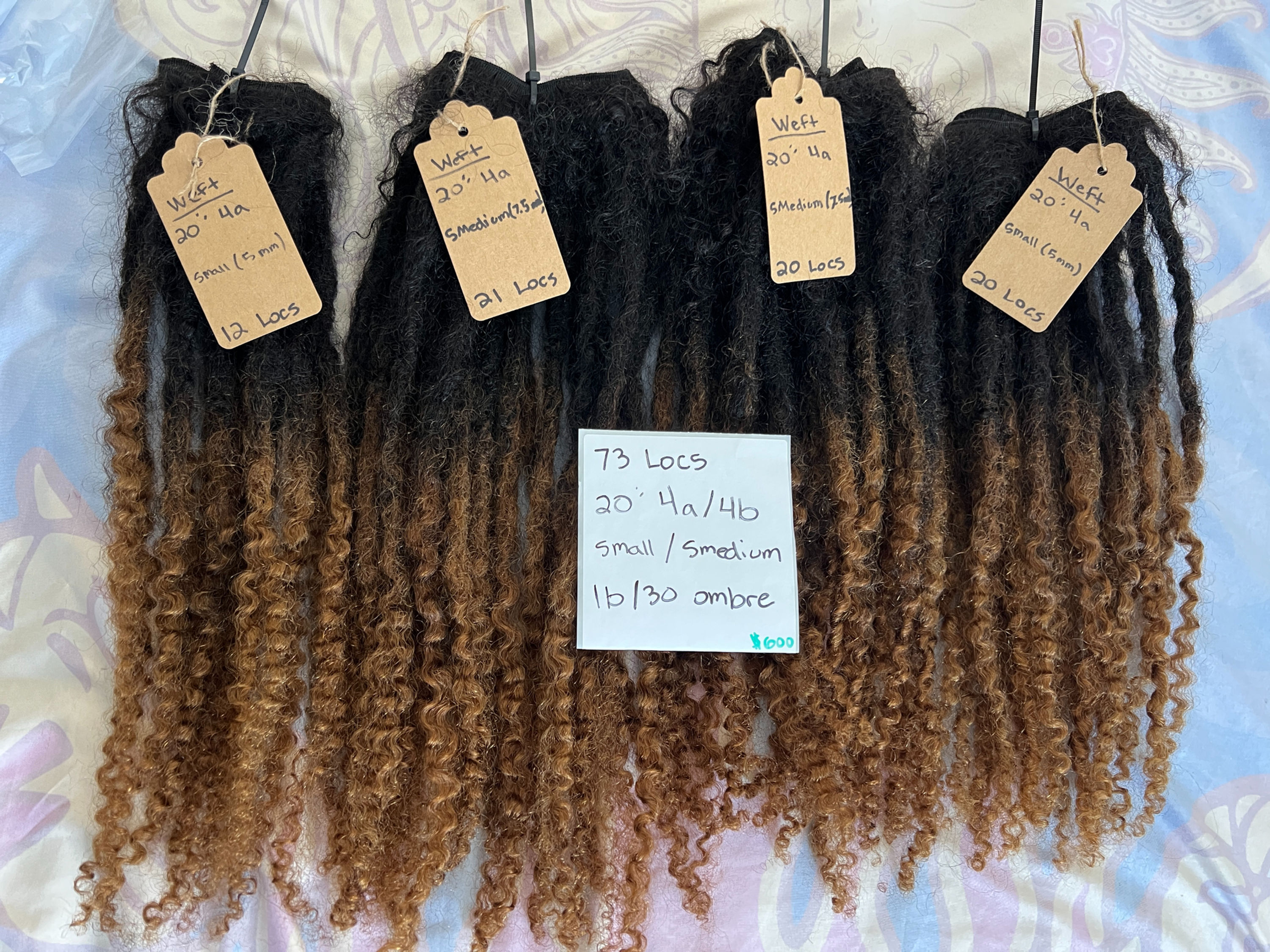 20" Kinky Curly Locs on Weft ombre