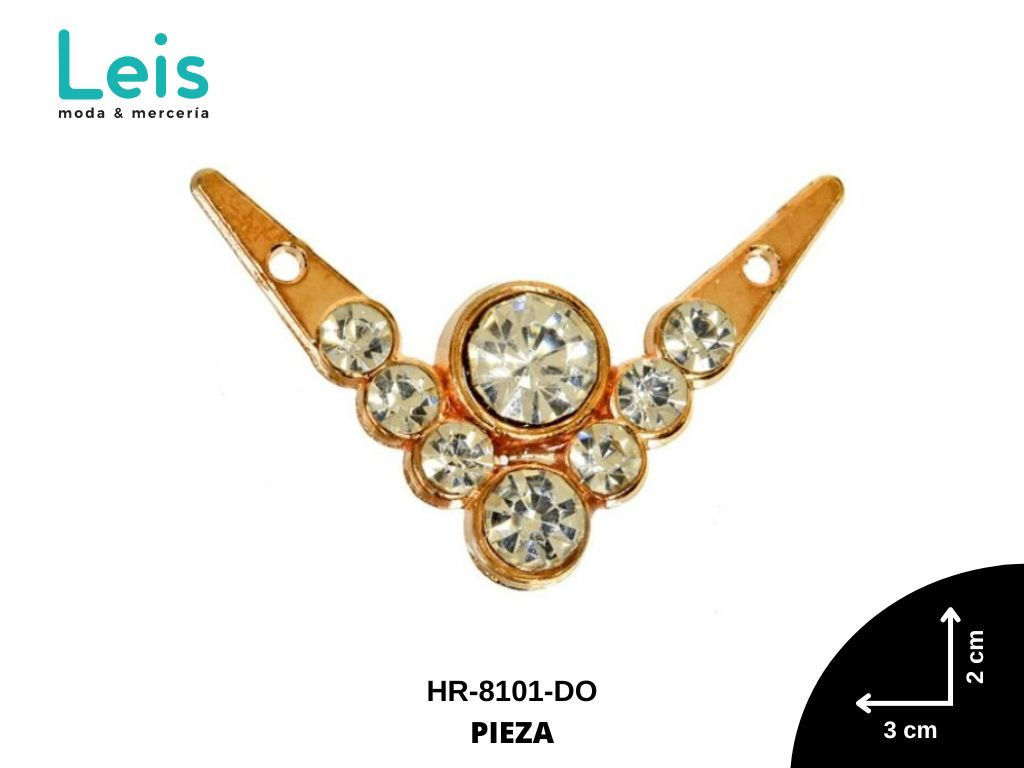 HERRAJE MET PIEDRA V 30X19mm REF: HMV600 DORADO