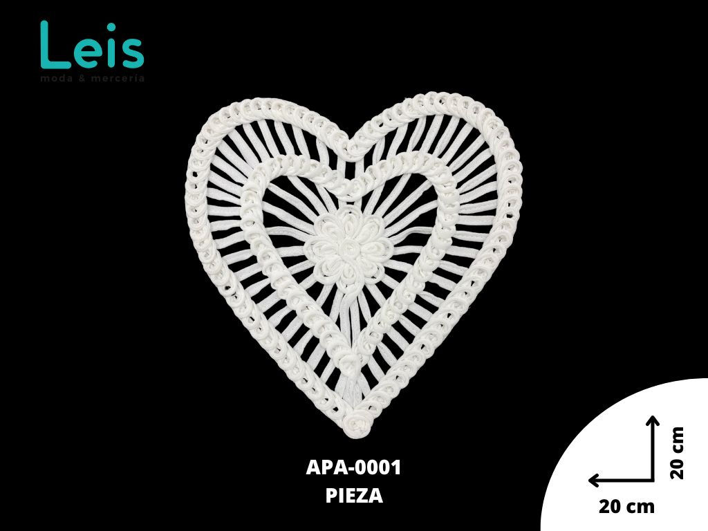 PARCHE CORAZON DE TELA COSIDO  APA-0001 BLANCO