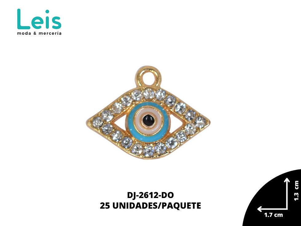 DIJE METALICO OJO TURCO PIEDRA 13mm REF: W-4566 DORADO