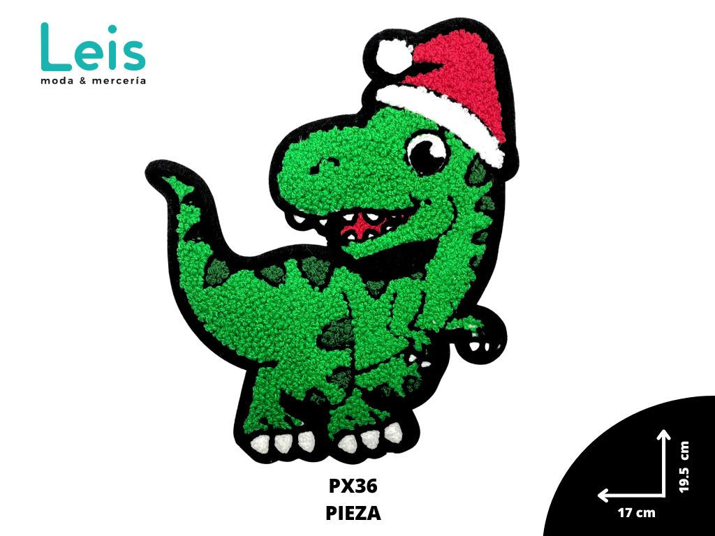 PARCHE DINOSAURIO DE NAVIDAD PX36 VERDE