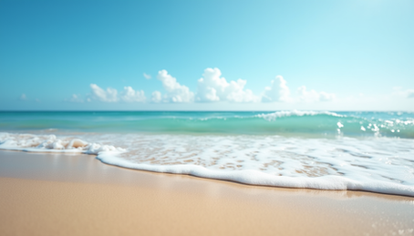 Myrtle Beach shoreline with calm waves and sunny weather