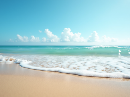 Myrtle Beach shoreline with calm waves and sunny weather