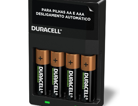 Carregador de Pilhas Recarregáveis Duracell AA e AAA Com 4 Pilhas AA
