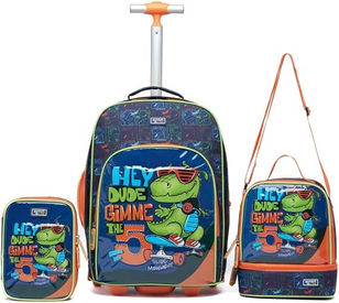 Kit Mochila Escolar Infantil Guelph Dinossauro