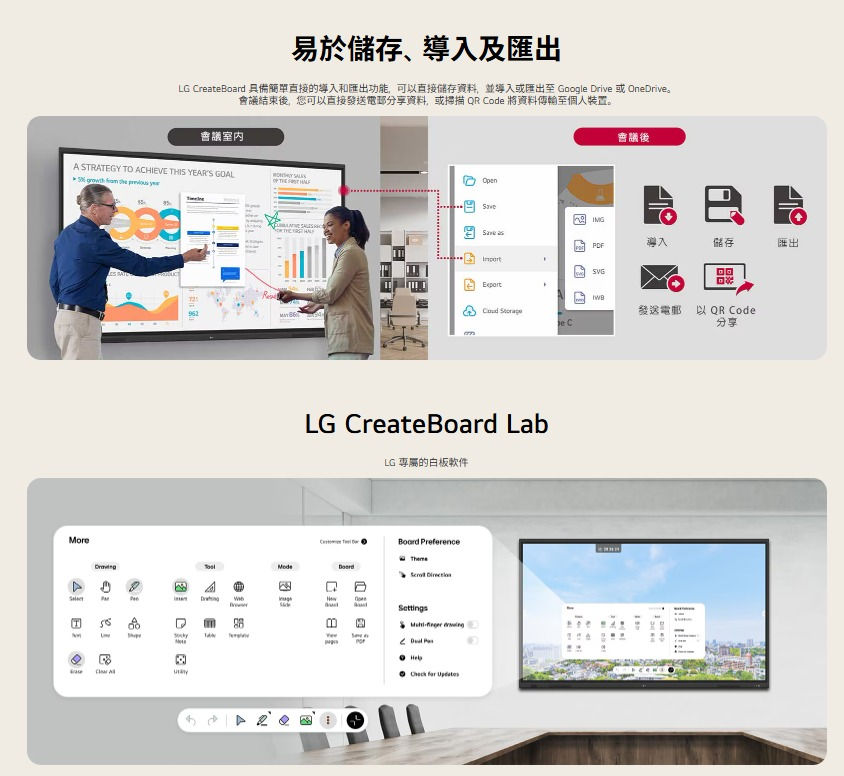 縮圖：LG 86TR3DQ-B  86吋互動電子白板  LG CreateBoard 觸控顯示屏  4K 商用電子白板  會議觸控螢幕推薦  LG 86吋商用顯示器