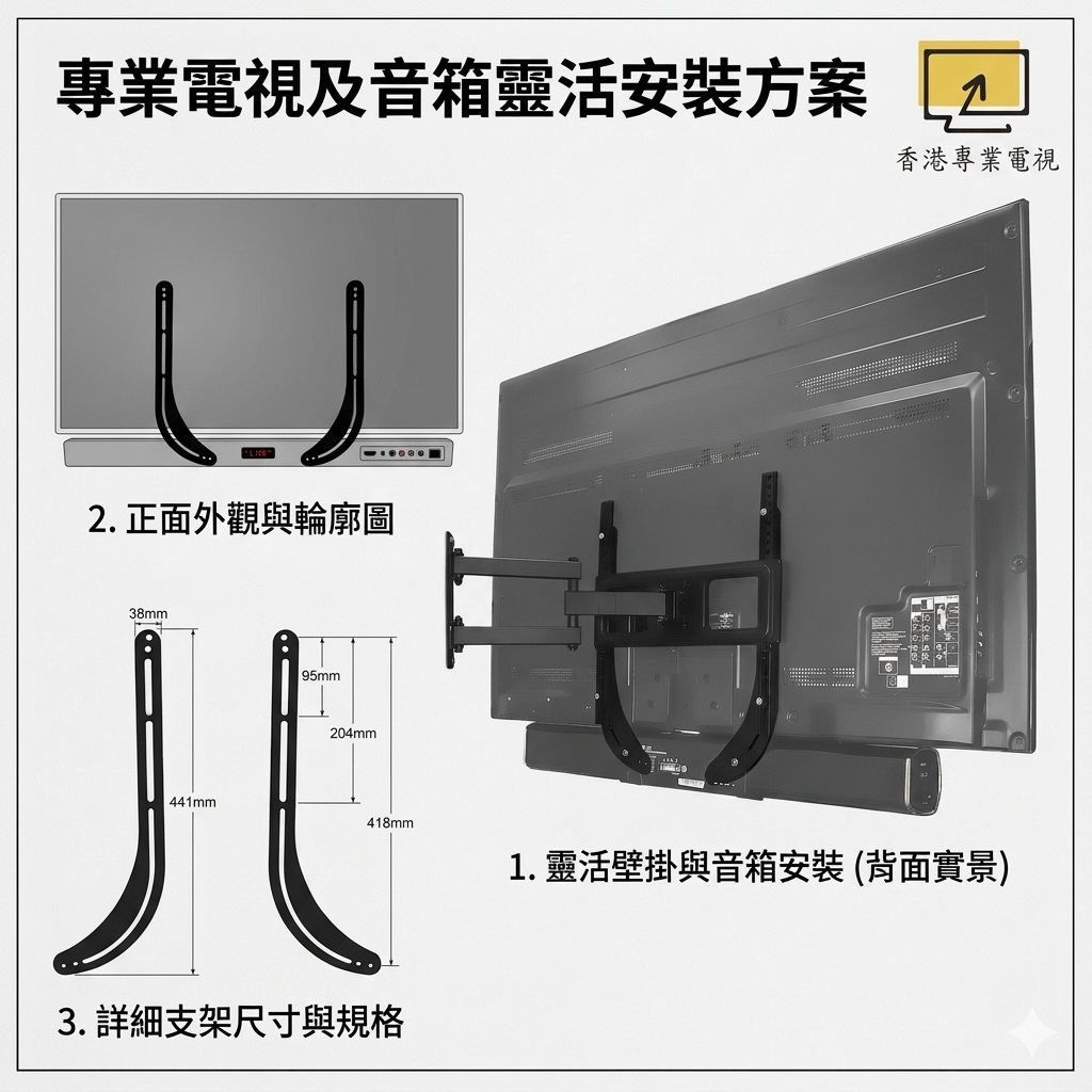 Soundbar Bracket  電視音箱支架  SB-441 通用掛架  Soundbar Mount HK