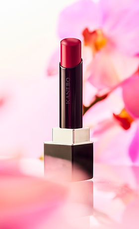 KANEBO lipstick series with floral and fruit-inspired art direction, showcasing hydrating textures and elegant visual storytelling.