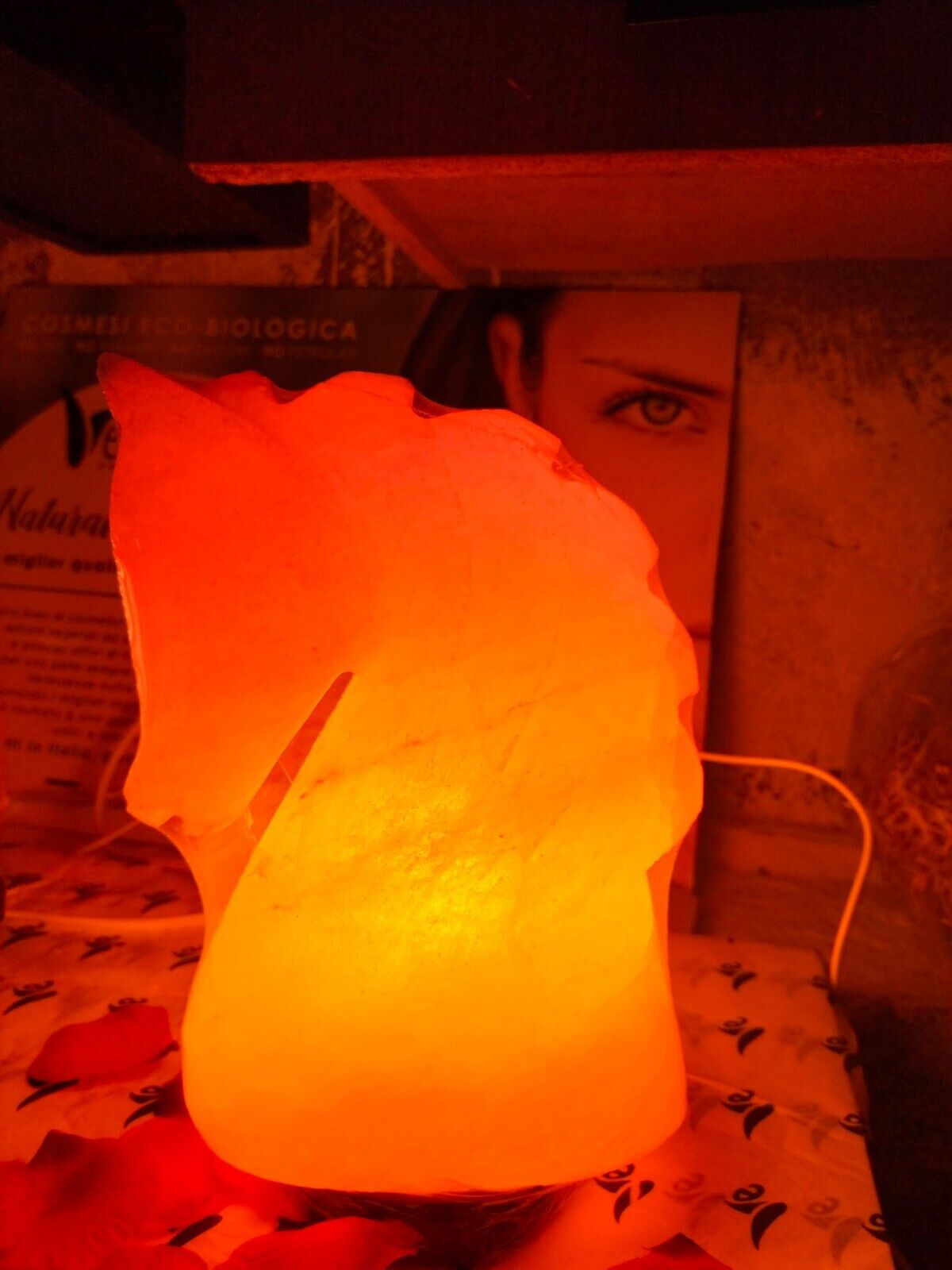 Lampada di sale scolpita a "TESTA DI CAVALLO"