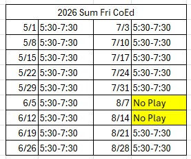 2026 Fri Summer CoEd Badminton