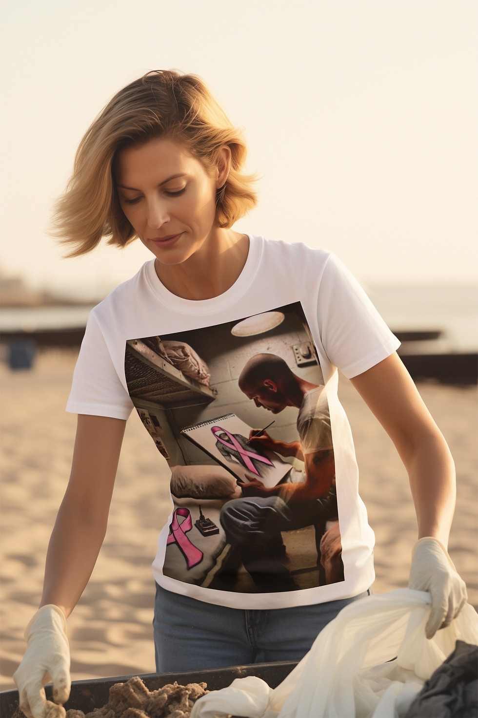 Thumbnail: BREAST CANCER A-WEAR-NESS "SHARED SUFFERING" PRISONER PAINTING