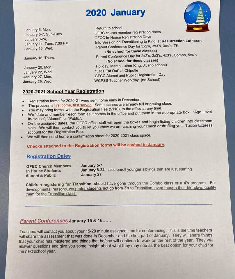 January 2020 Parent Letter