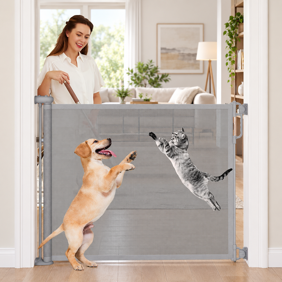 Thumbnail: Retractable Baby Gate Momcozy Extra Wide Mesh Baby Gates for Stairs 41" Tall Ext