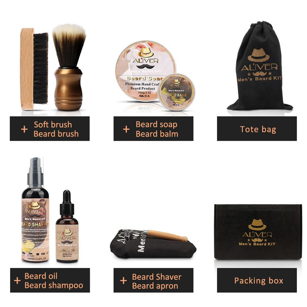 Men's Beard Care Kit with Oil, Balm, Brush, and Razor