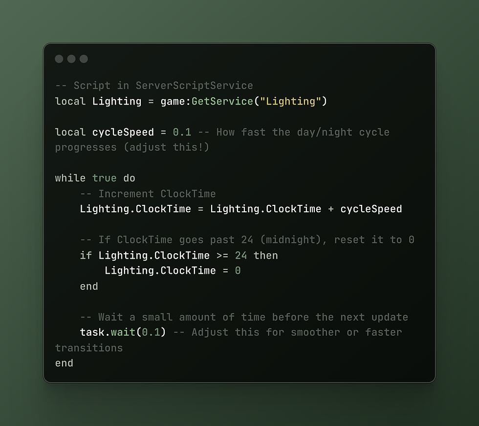 Lighting Script Roblox