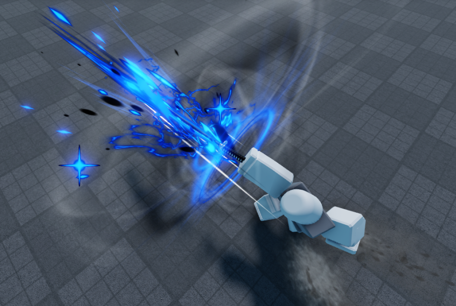A massive explosion erupts in the background, sending debris and fiery shockwaves outward with intense light.