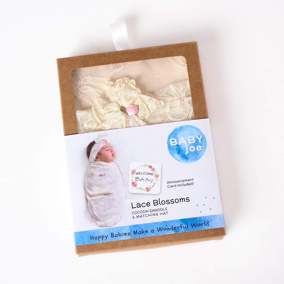 Baby Joe Lace Blossoms cocoon swaddle and matching hat set